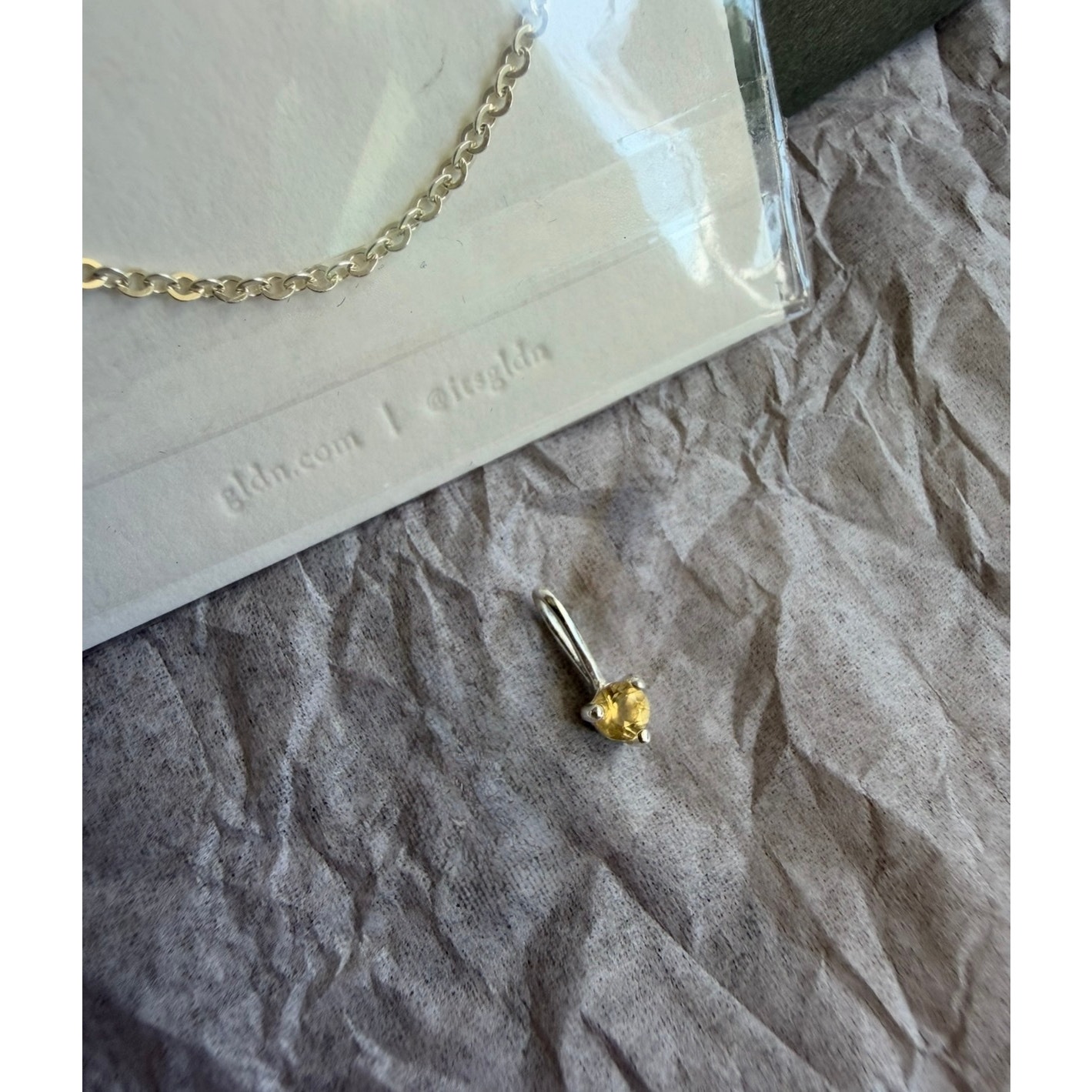 Gldn Aura November Birthstone Yellow Citrine Charm Sterling Silver Pendant — image 4 of 7